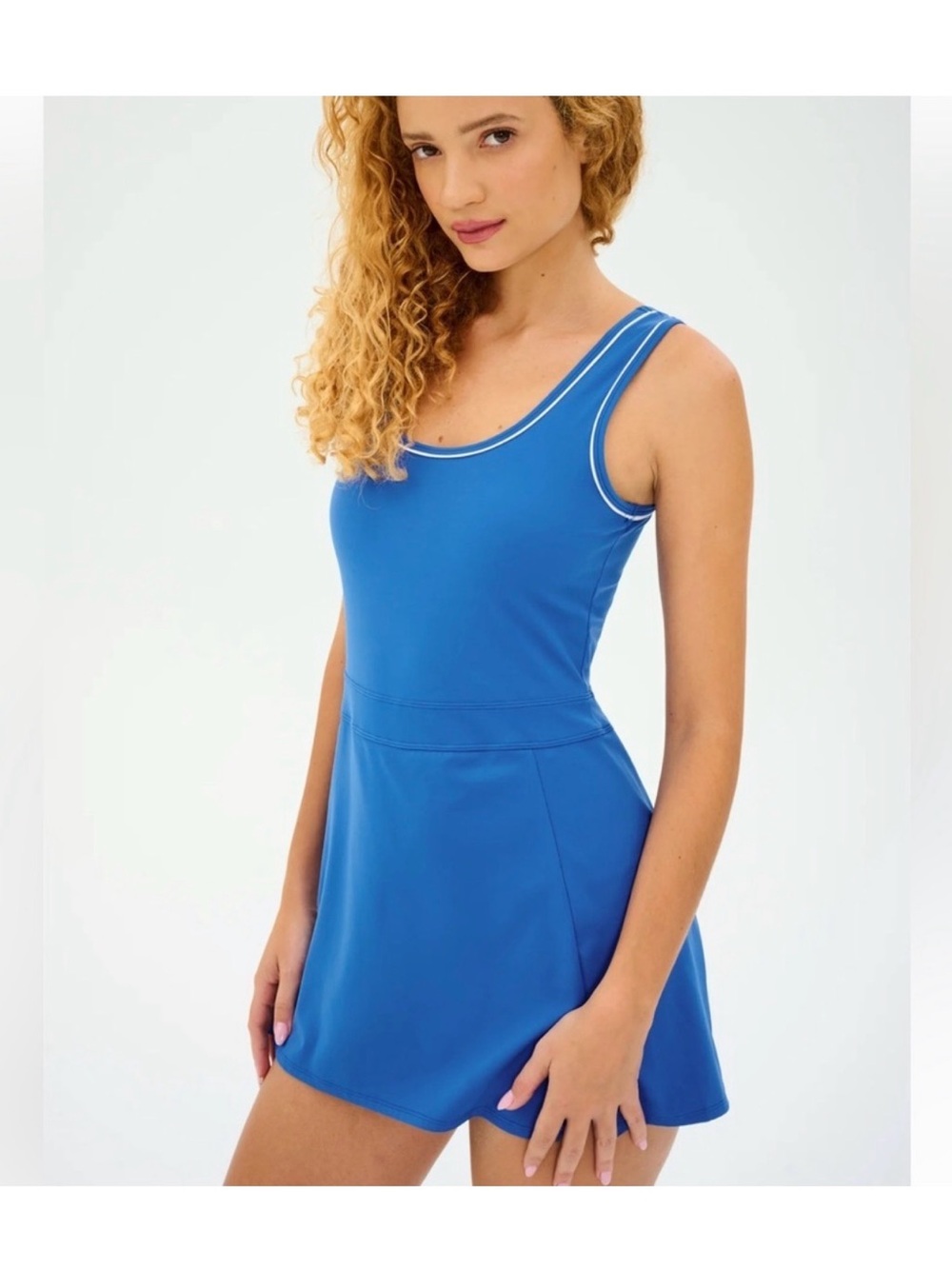 Splits59 Marina Blue White Athletic Tank Dress